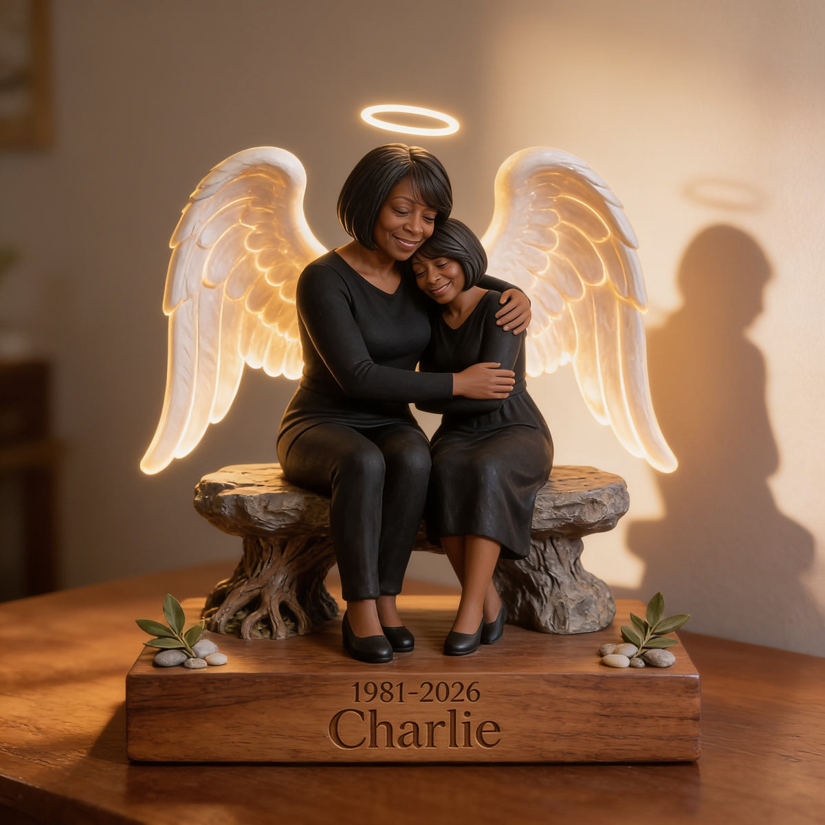 Personalized 1981-2026 Middle-Aged Black Woman Memorial Acrylic LED Night Light