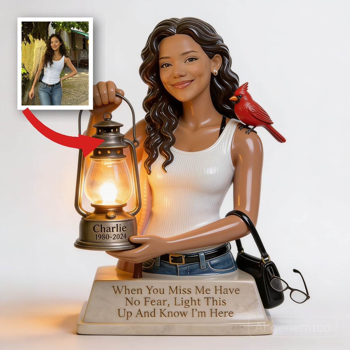 Personalized Latina Woman Memorial Acrylic LED Night Light