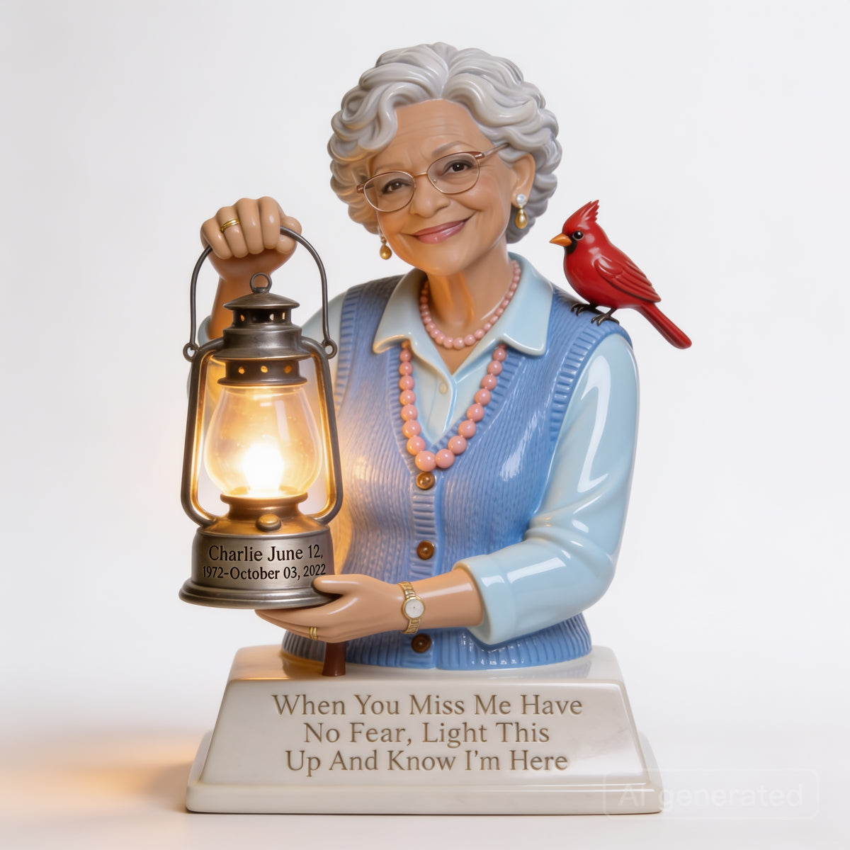 Personalized Older Latina Woman Grandma Memorial LED Night Light Statue