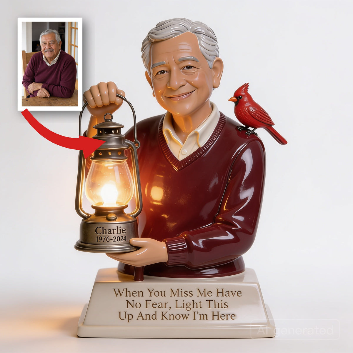 Personalized Older Latino Man Grandfather Memorial Acrylic LED Night Light