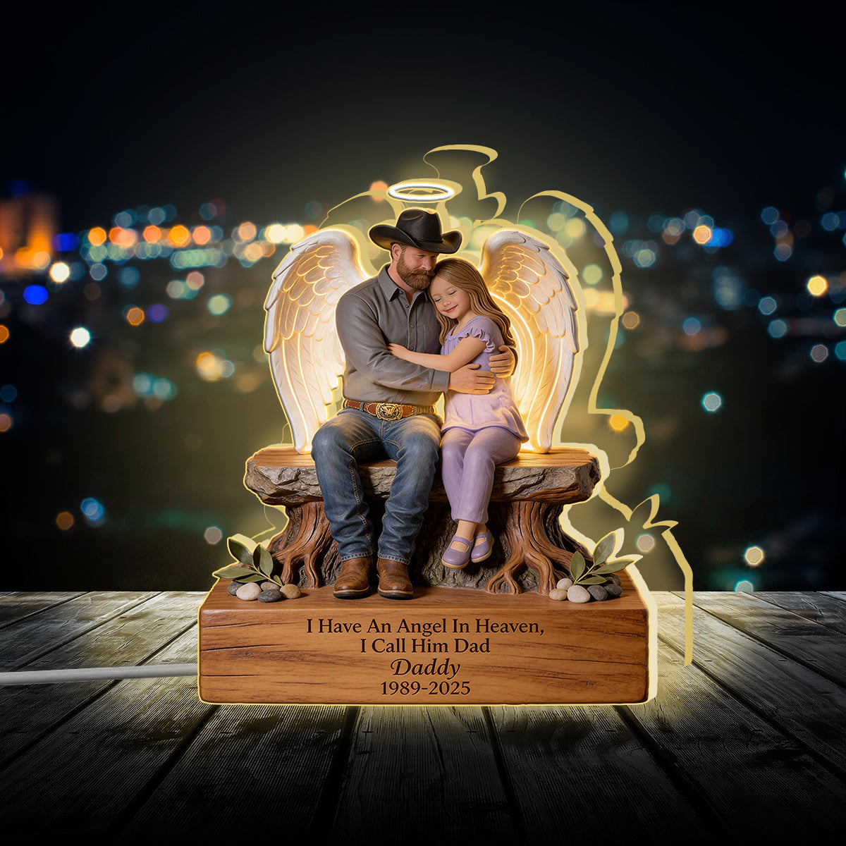Personalized Memorial Older Black Woman Acrylic LED Night Light 1956-2026 Keepsake