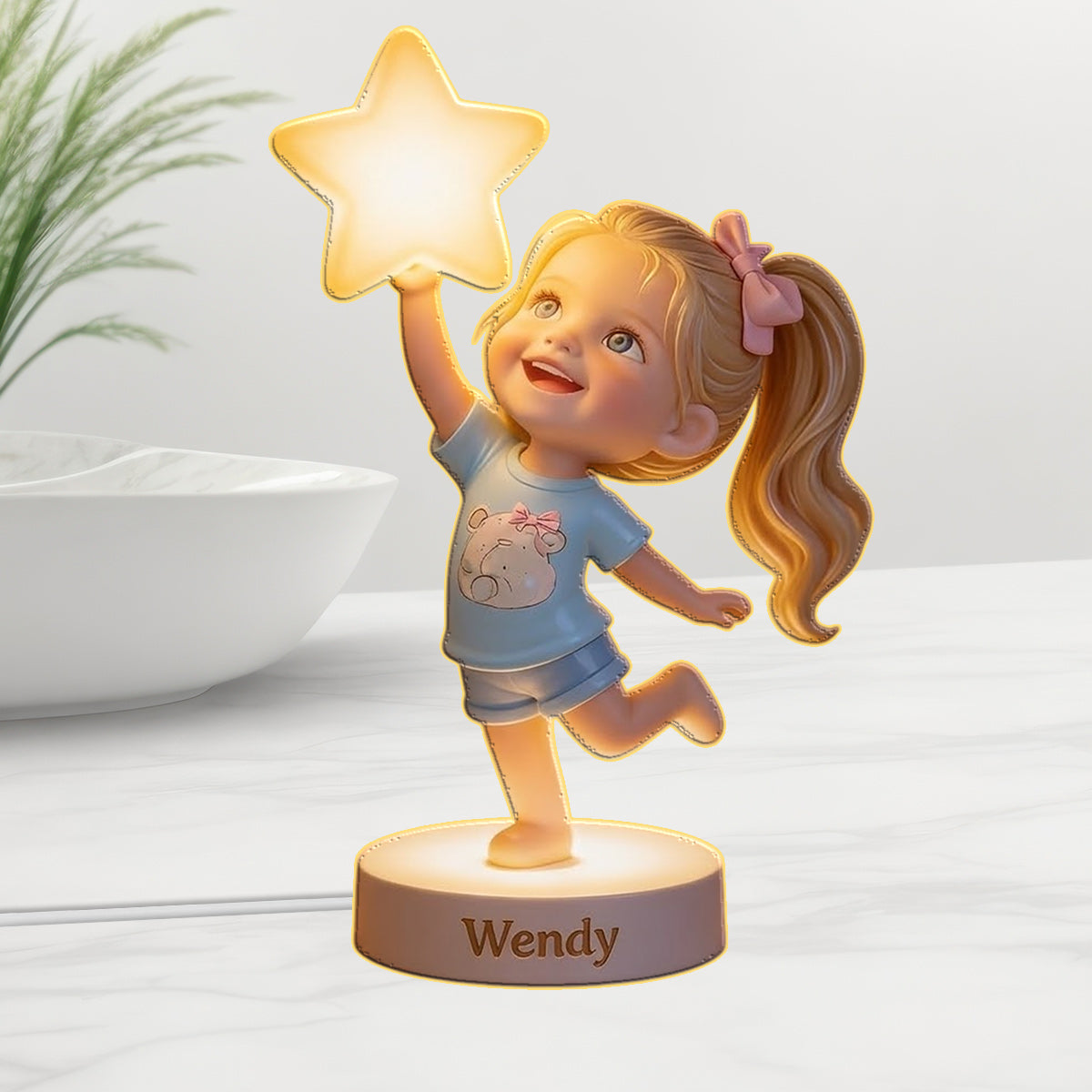 Personalized Little Girl Acrylic LED Night Light, Gift for Daughter Granddaughter Niece