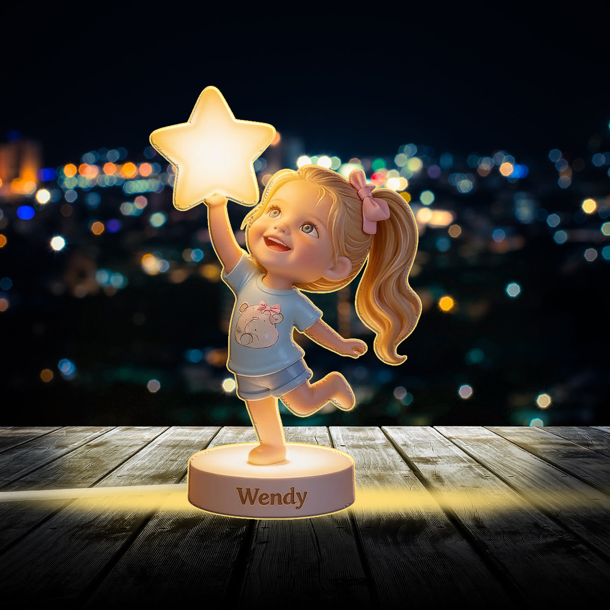 Personalized Black Little Boy Acrylic LED Night Light Son Grandson Nephew Gift