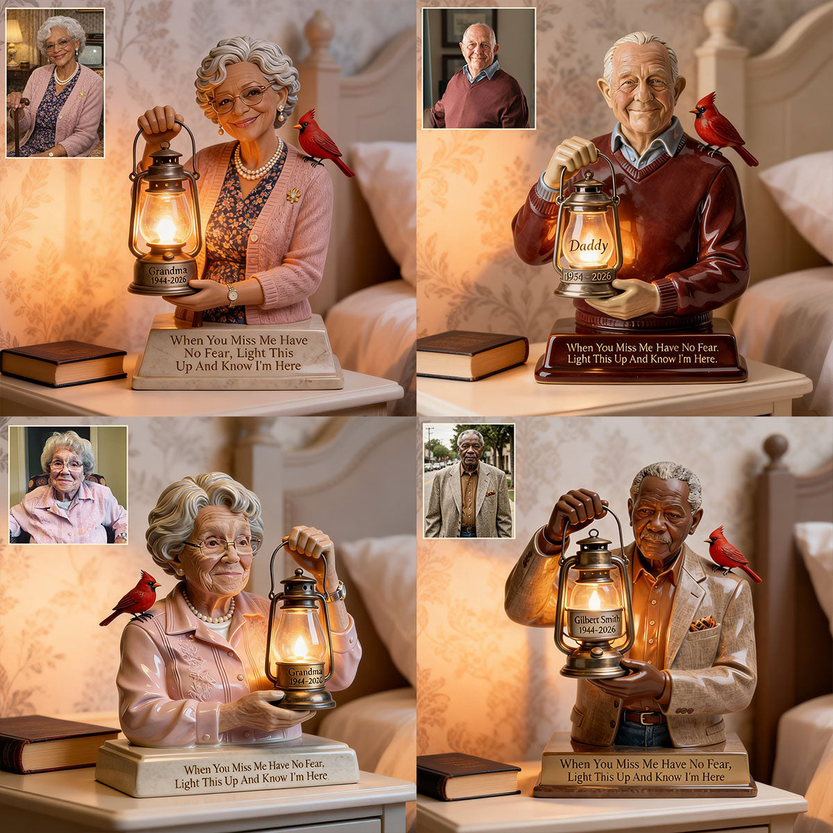 Personalized Middle-Aged Man Memorial Acrylic LED Night Light Dad Husband Remembrance Gift
