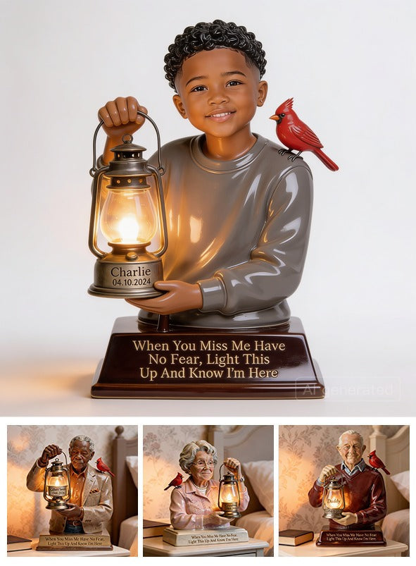 Personalized Black Little Boy Acrylic LED Night Light Memorial Gift
