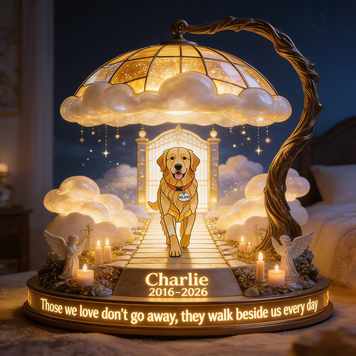 Personalized Golden Retriever Memorial Acrylic LED Night Light Pet Remembrance Gift