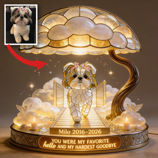 Custom Photo Memorial Fluffy Shih Tzu Acrylic LED Night Light Pet Remembrance Gift