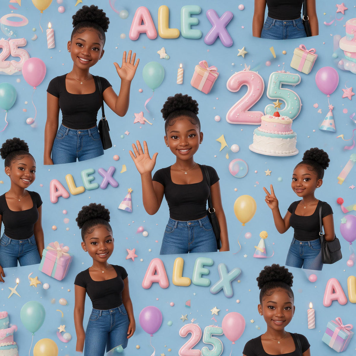 Personalized 25th Birthday Black Woman Wrapping Paper Gift Wrap