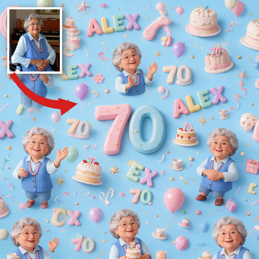 Personalized 70th Birthday Older Latina Woman Wrapping Paper