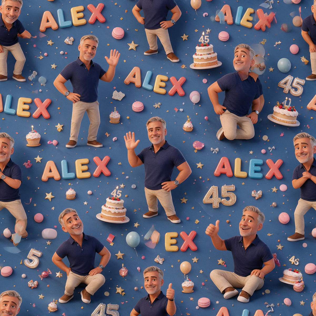Personalized 45th Birthday Middle-Aged Man Wrapping Paper Gift for Dad Husband Grandpa