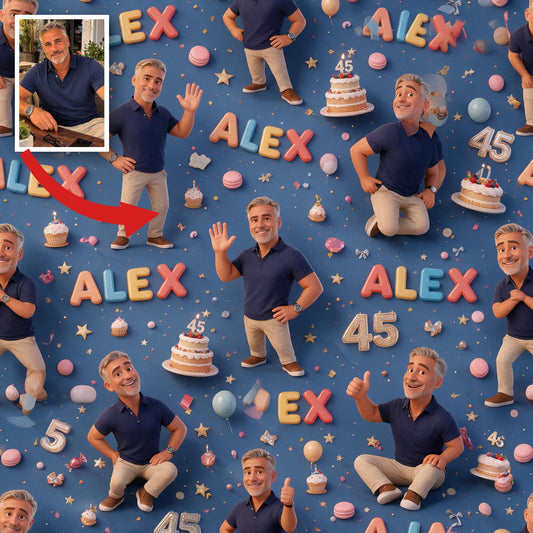 Personalized 45th Birthday Middle-Aged Man Wrapping Paper Gift for Dad Husband Grandpa