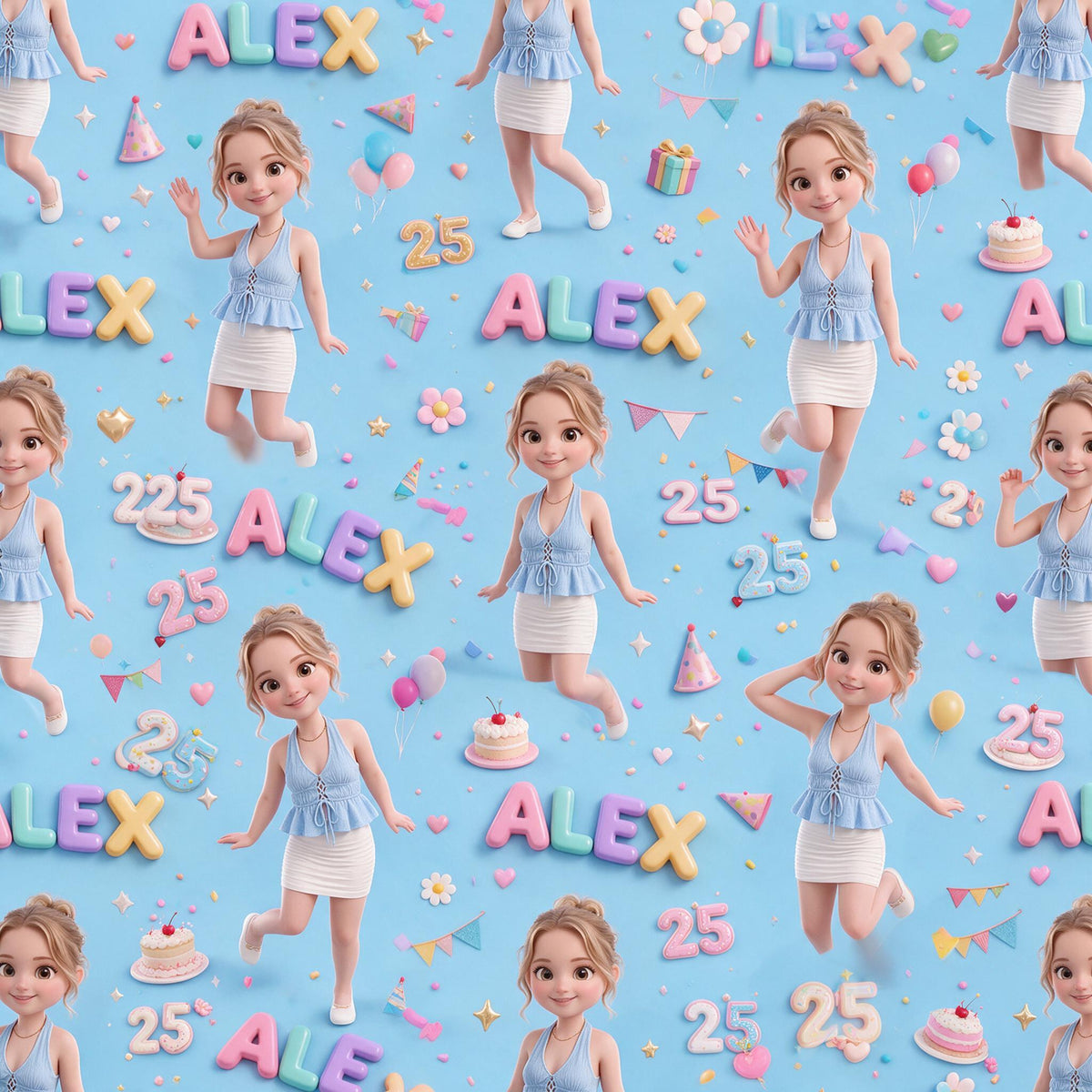 Personalized 25th Birthday Woman Wrapping Paper Gift Wrap