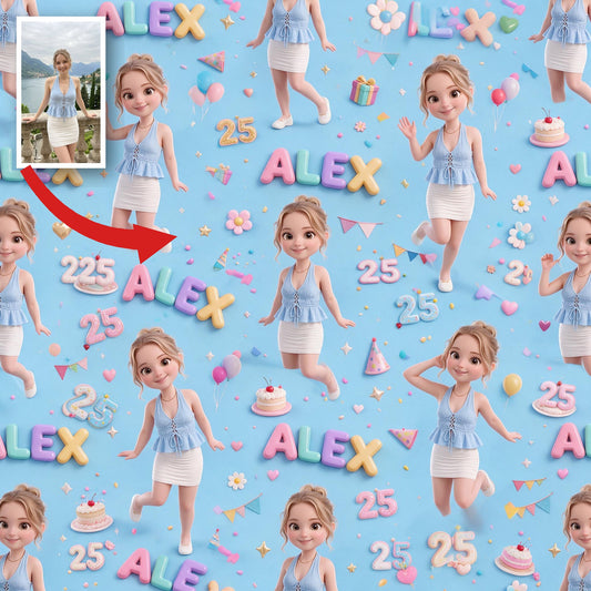 Personalized 25th Birthday Woman Wrapping Paper Gift Wrap