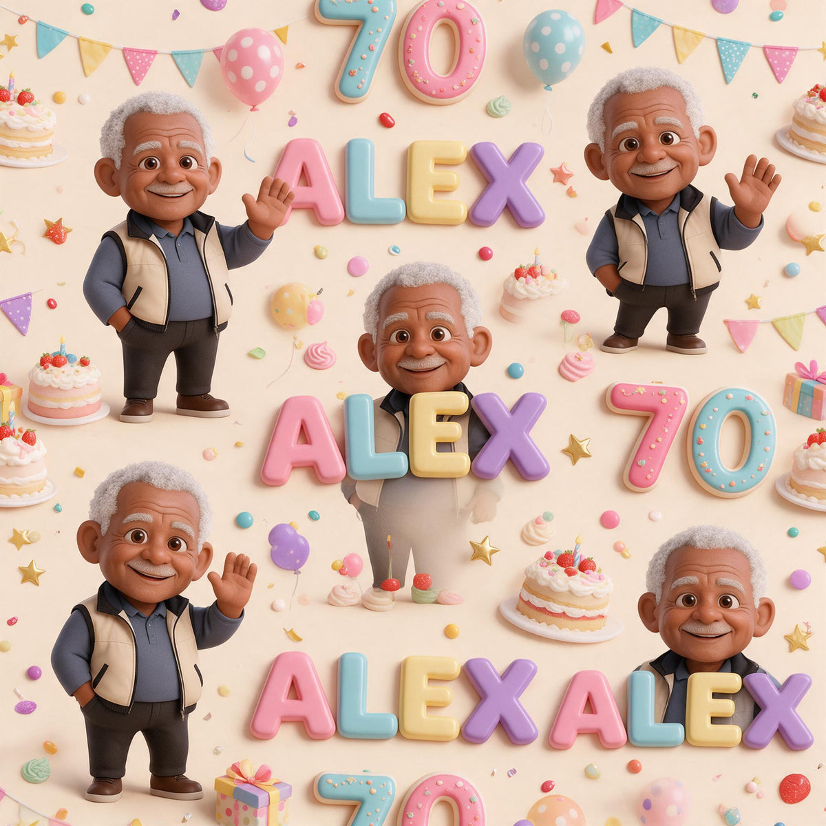 Personalized 70th Birthday Older Black Man Wrapping Paper Grandpa Dad Gift