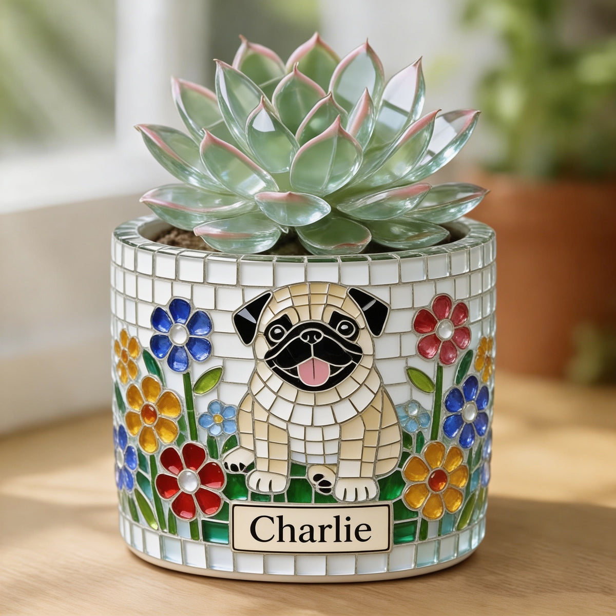 Personalized Fawn Black Mask Pug Ceramic Plant Pot Dog Lover Gift