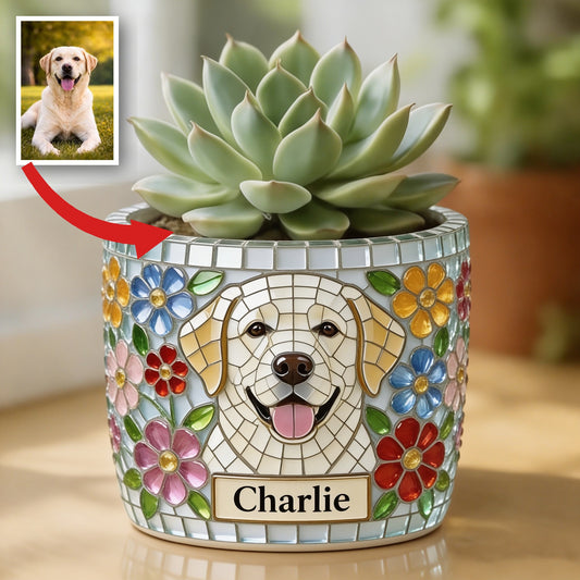 Personalized Adult Yellow Labrador Retriever Ceramic Plant Pot Home Decor