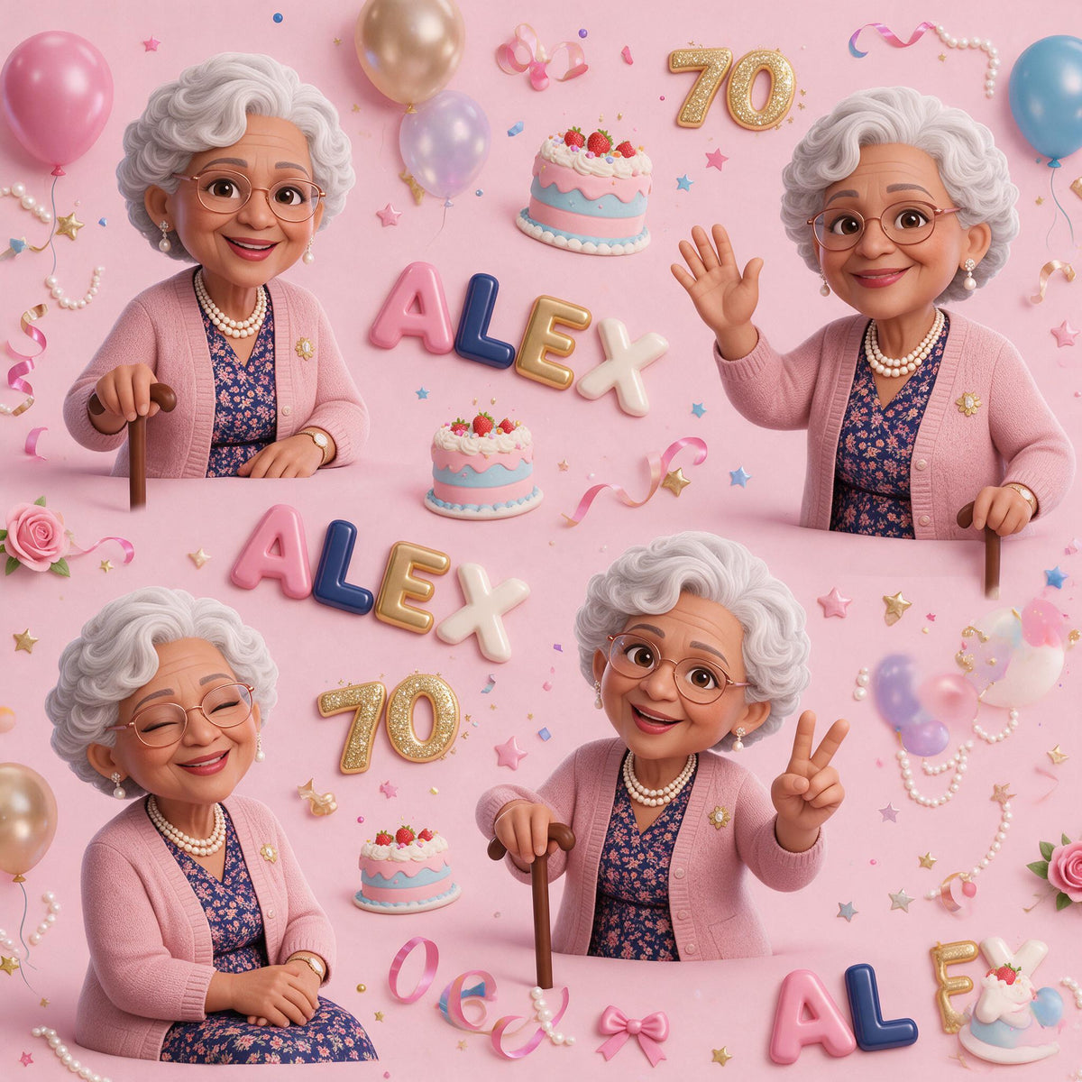Personalized 70th Birthday Older Black Woman Wrapping Paper Grandma Gift