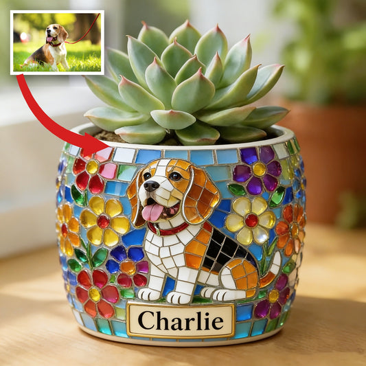 Personalized Tricolor Adult Beagle Ceramic Plant Pot Succulent Planter Home Decor