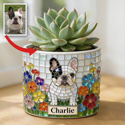 Personalized Black and White French Bulldog Ceramic Plant Pot Dog Lover Gift