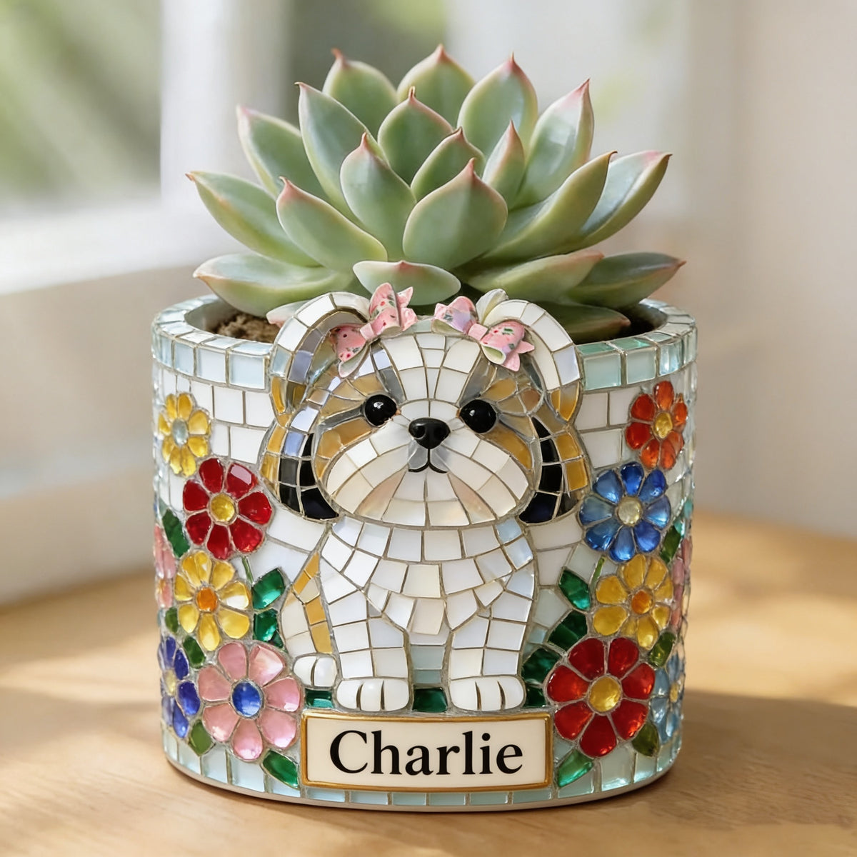 Personalized Fluffy Shih Tzu Ceramic Plant Pot Succulent Planter Home Decor