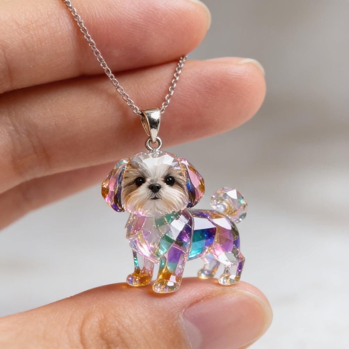 Custom Photo Shih Tzu Acrylic Pendant Necklace Pet Lover Gift
