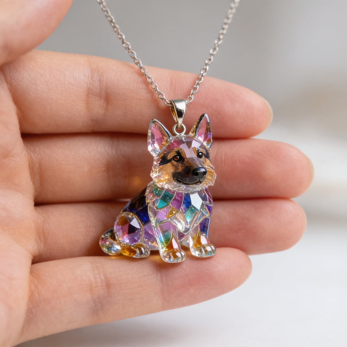 Custom Photo Black and Tan Adult German Shepherd Acrylic Pendant Necklace Dog Lover Gift