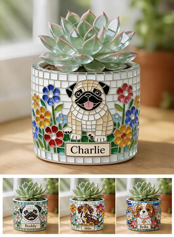 Personalized Fawn Black Mask Pug Ceramic Plant Pot Dog Lover Gift