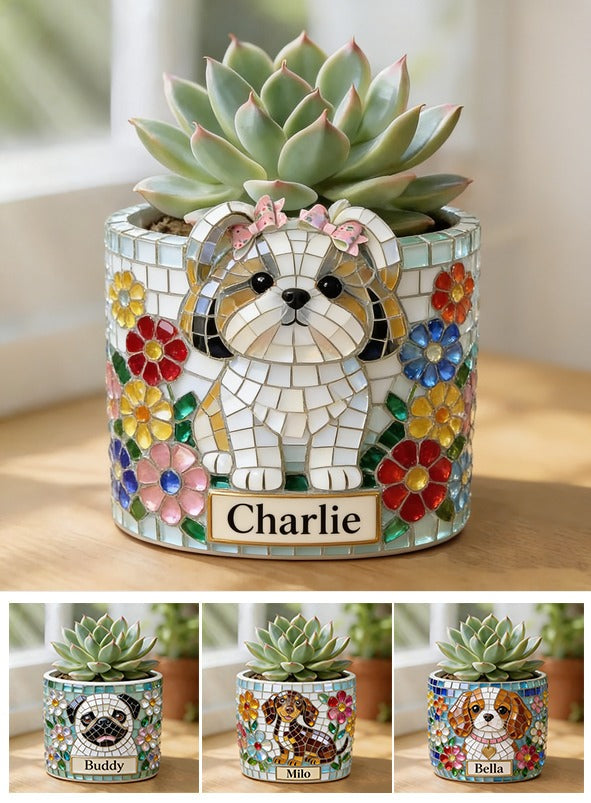 Personalized Fluffy Shih Tzu Ceramic Plant Pot Succulent Planter Home Decor