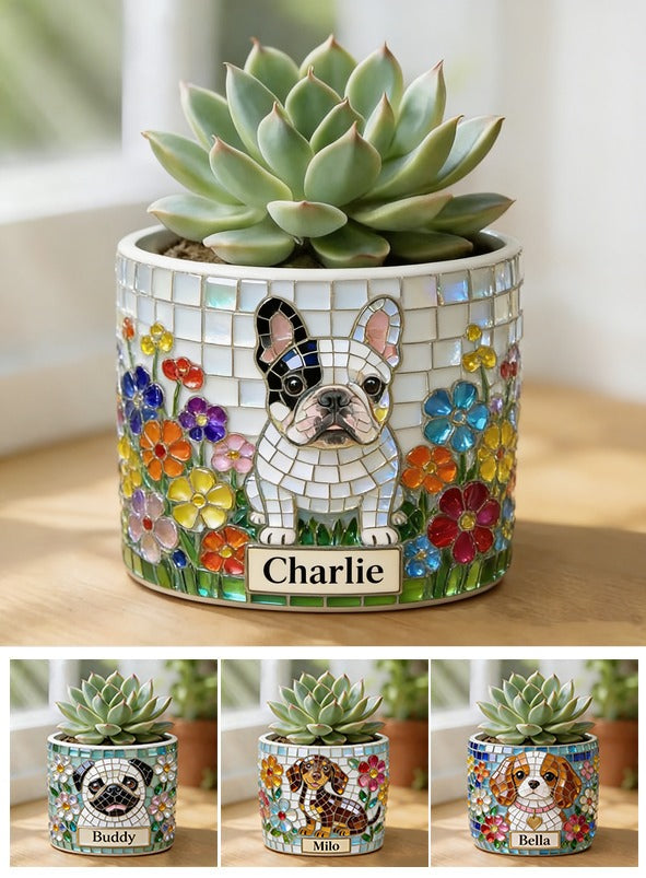 Personalized Black and White French Bulldog Ceramic Plant Pot Dog Lover Gift