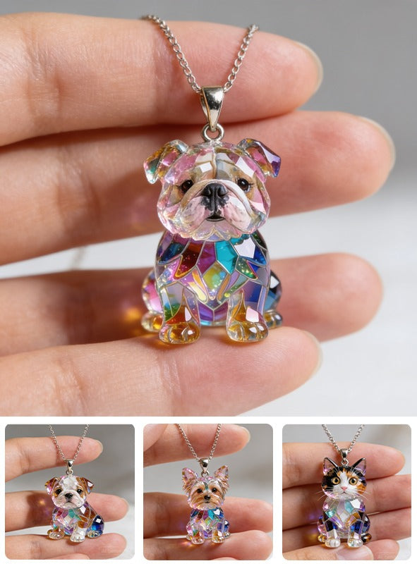 Custom Photo Fawn & White Adult Bulldog Acrylic Pendant Necklace Dog Lover Gift