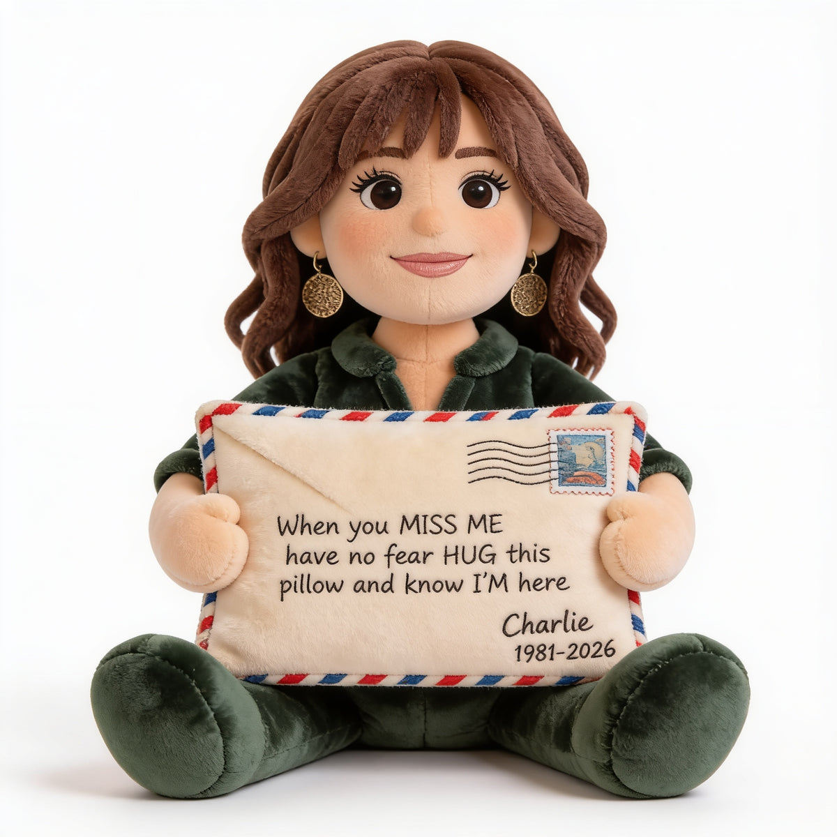 Personalized Middle-Aged Latina Woman Memorial Faux Fur Shaped Pillow, Mom Wife Remembrance Gift