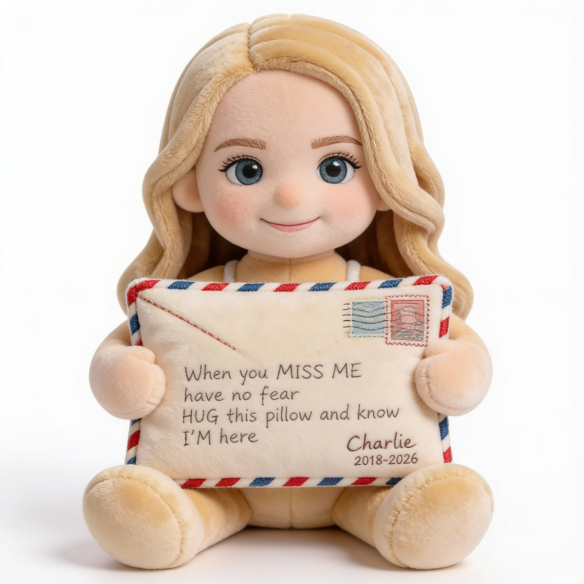 Personalized Little Girl Memorial Faux Fur Shaped Pillow Keepsake