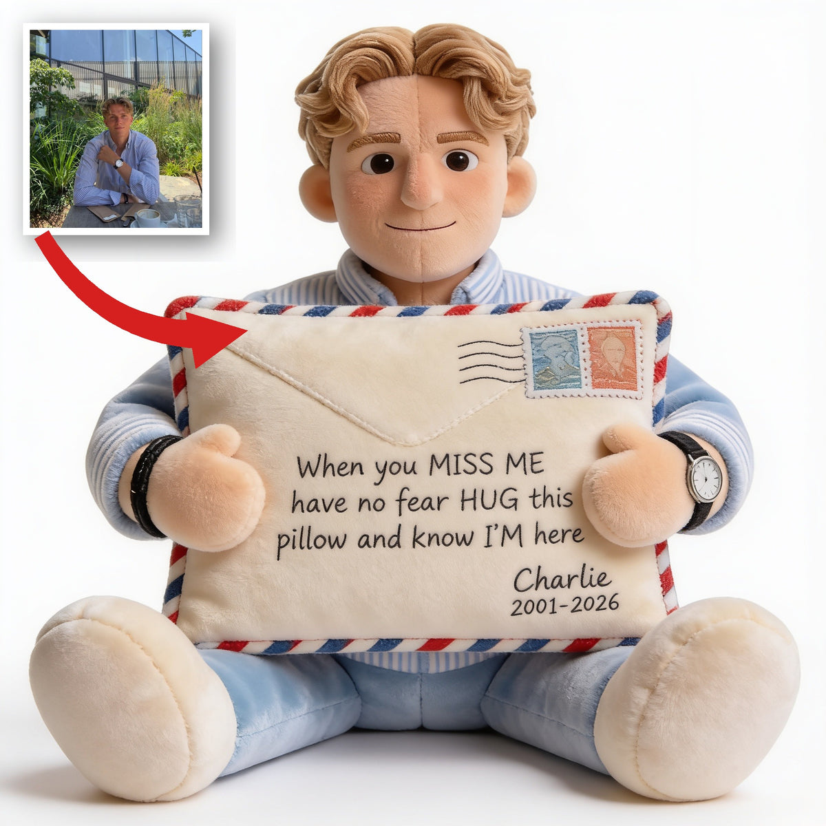 Personalized Memorial Man Letter From Heaven Faux Fur Shaped Pillow