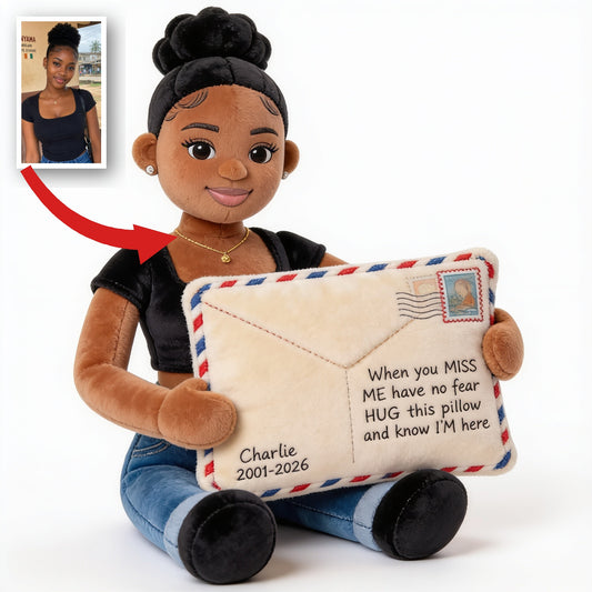 Personalized Memorial Black Woman Letter From Heaven Faux Fur Shaped Pillow