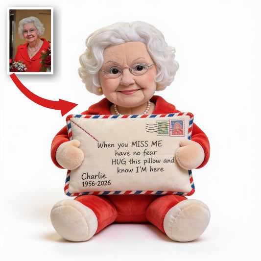 Personalized Older Woman Grandma Memorial Faux Fur Shaped Pillow