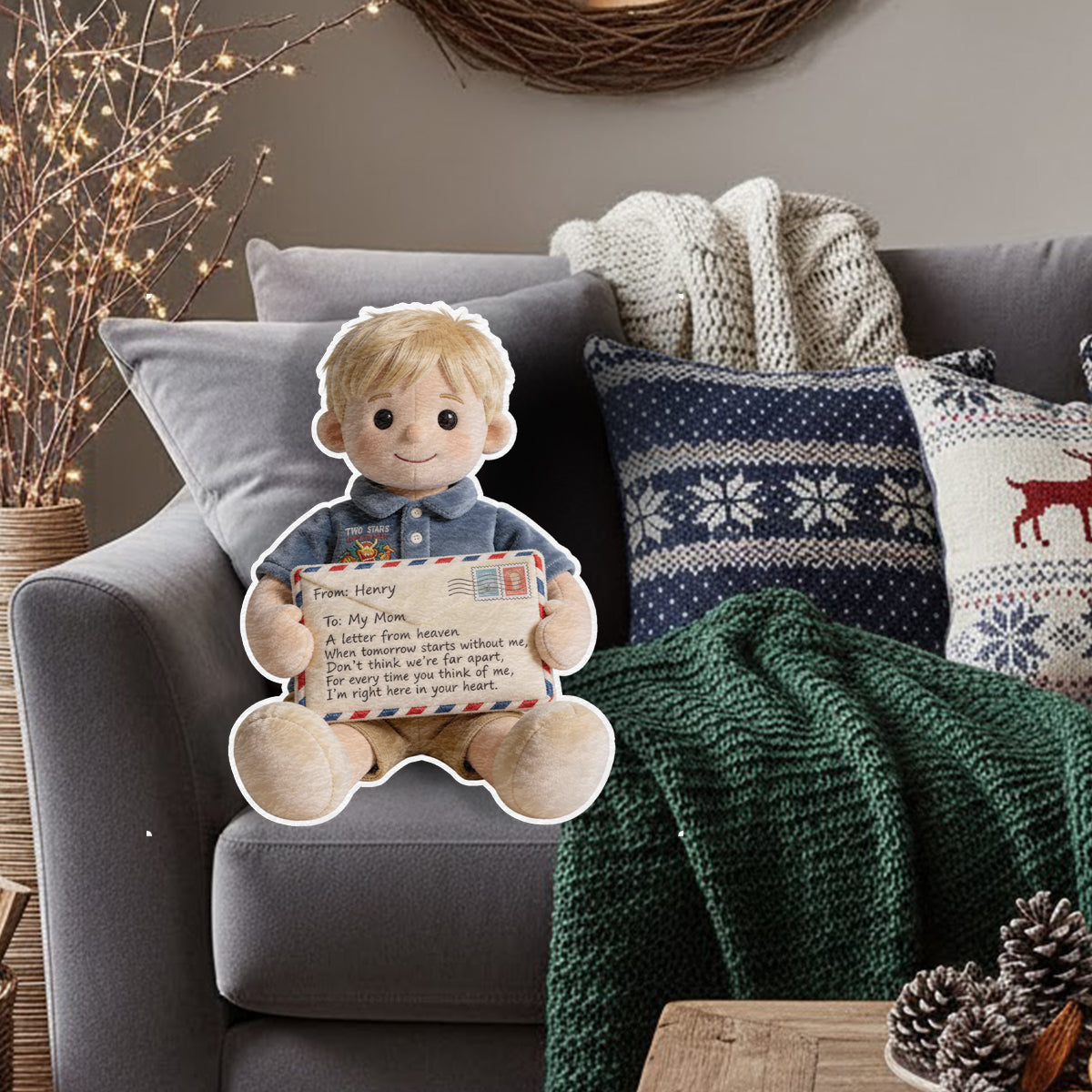 Personalized Latina Little Girl Memorial Faux Fur Shaped Pillow Bereavement Gift