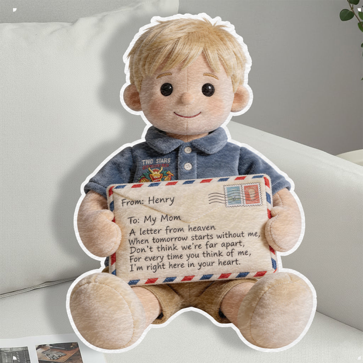 Personalized Latino Little Boy Memorial Faux Fur Shaped Pillow