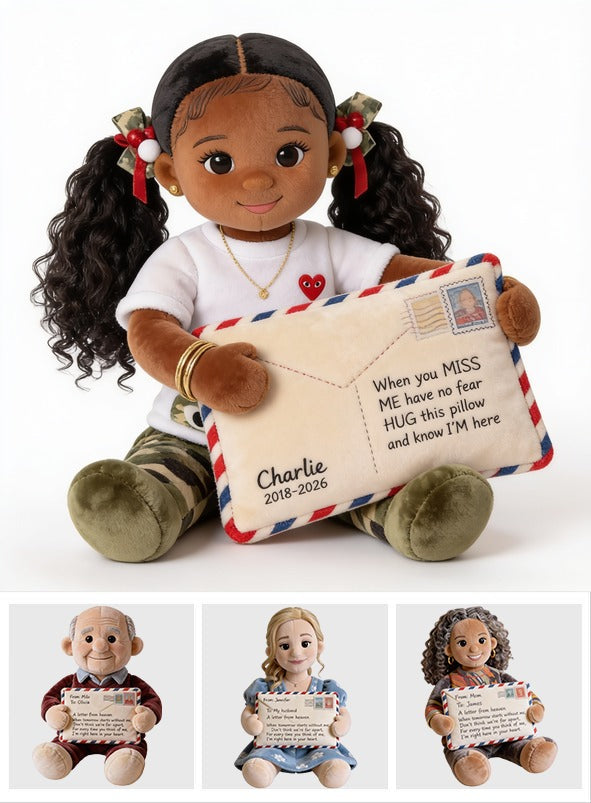 Personalized Black Little Girl Memorial Faux Fur Shaped Pillow