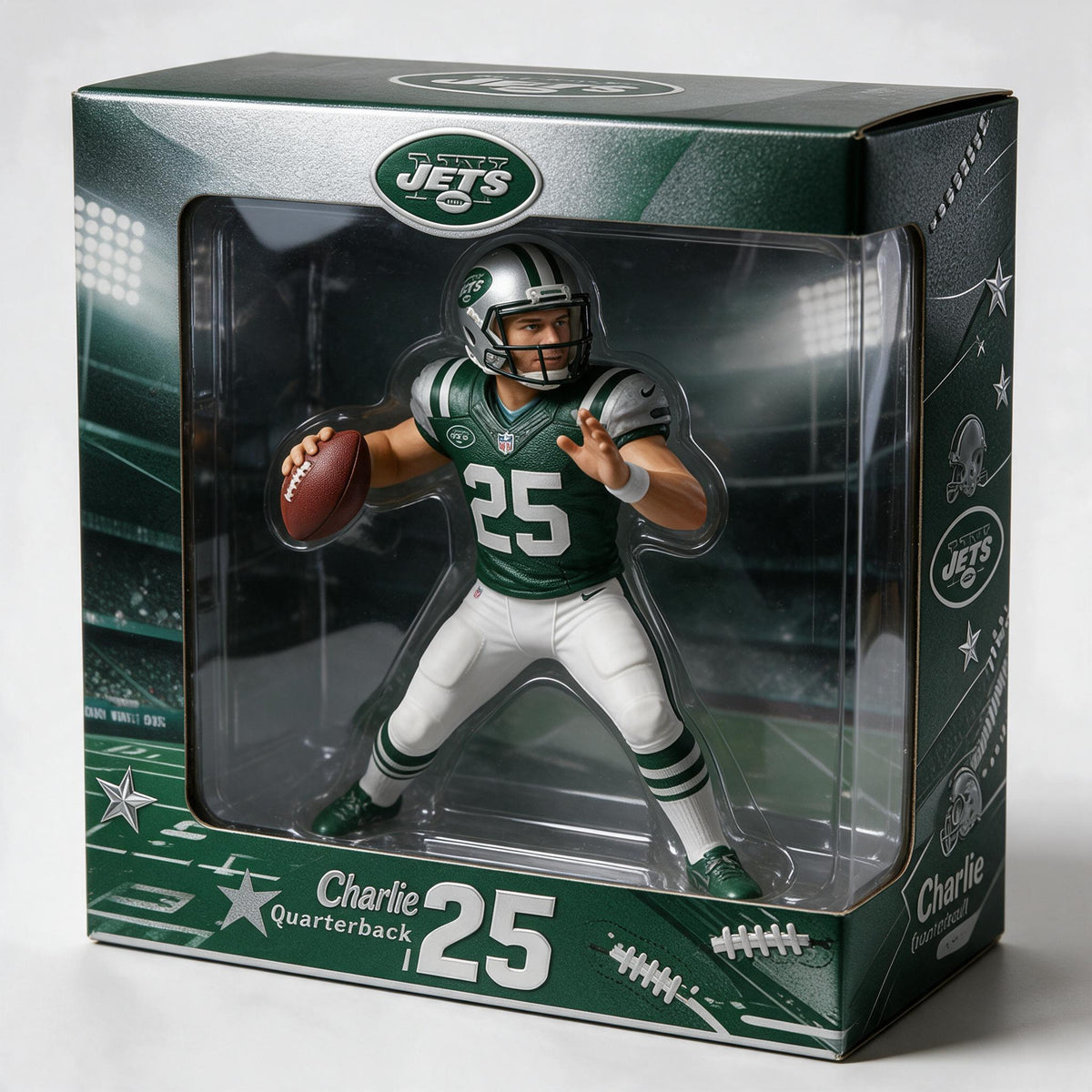 Personalized American Football Latina Player 3D Acrylic Display Box Sports Keepsake
