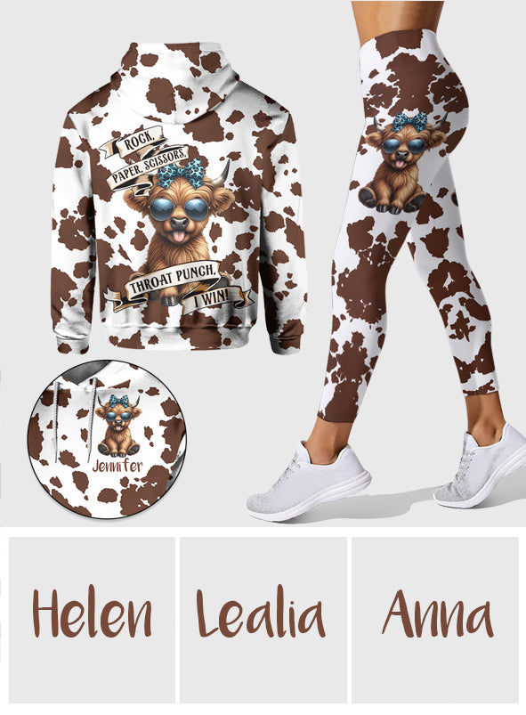 Pierre Feuille Ciseaux - Sweat à capuche et legging personnalisés vache des Highlands