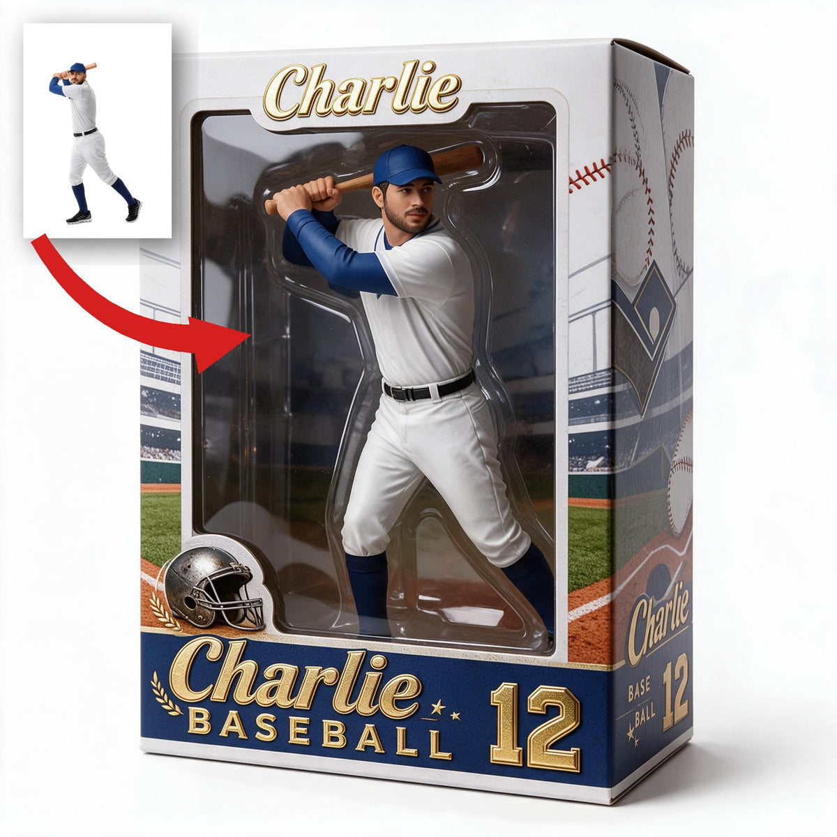 Personalized Adult Latino Baseball Player Acrylic Display Box Sports Fan Gift