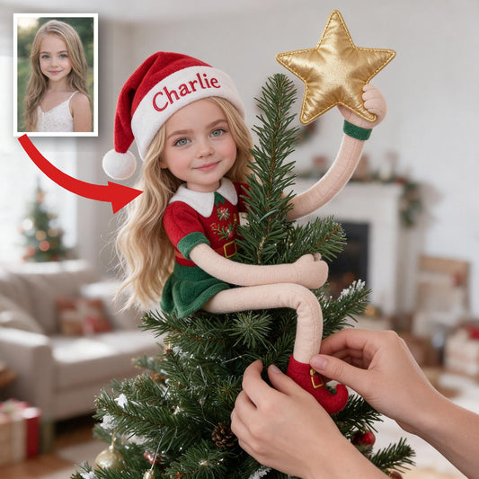 Personalized Christmas Little Girl Posable Plush Doll Custom Holiday Keepsake Gift