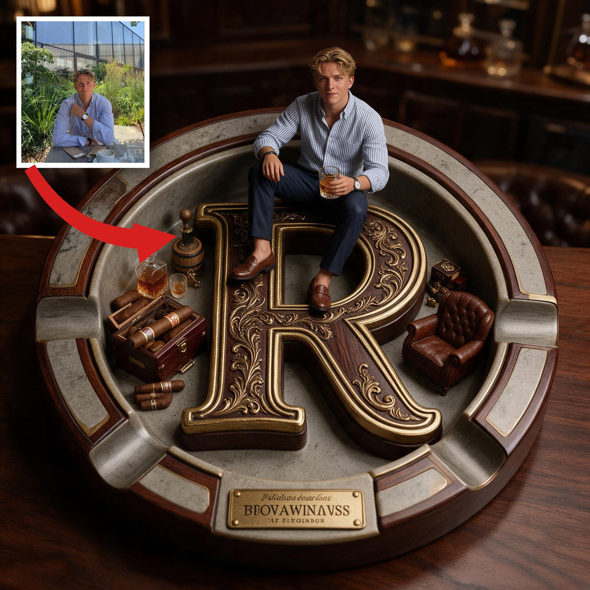 Custom Photo Man Wooden Catch-All Tray Gift for Him Husband Boyfriend Son