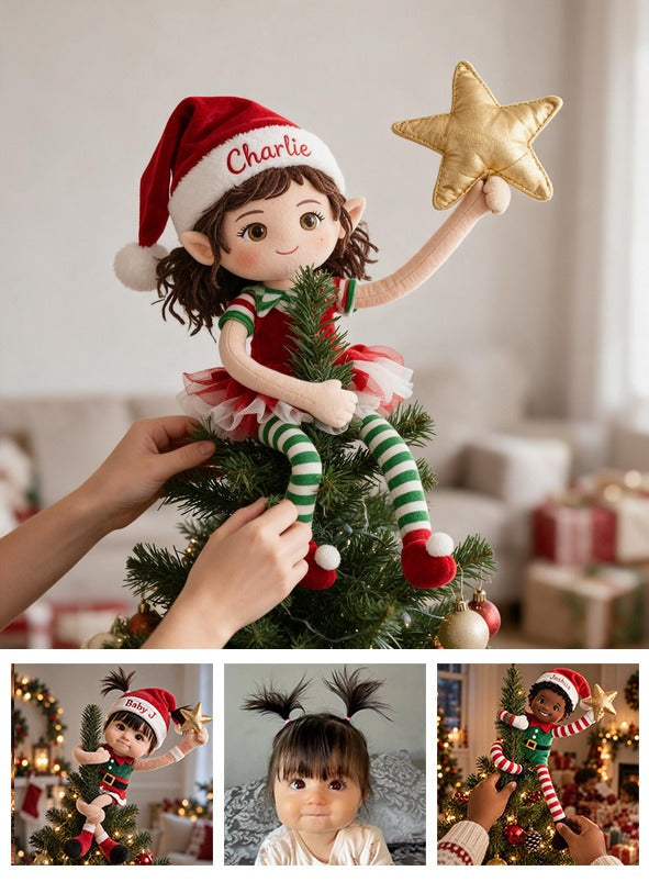 Personalized Christmas Latina Little Girl Posable Plush Doll Gift for Family
