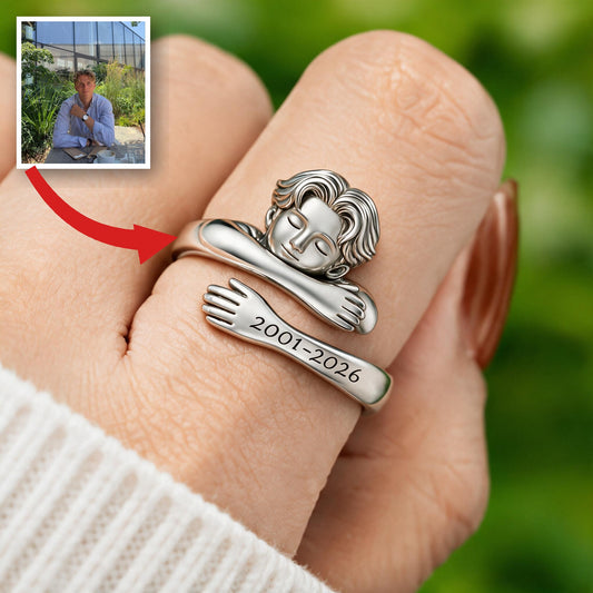 Personalized Man Memorial Adjustable Hug Ring