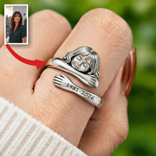 Personalized Middle-Aged Latina Woman Memorial Hug Ring, Mom Wife Keepsake