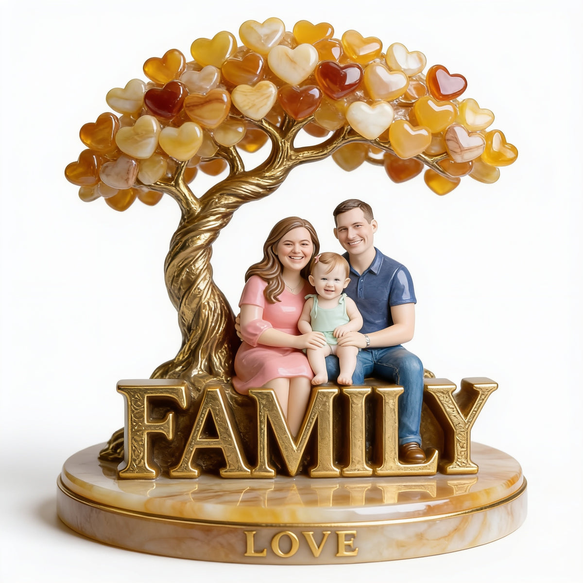 Personalized Family Of Three Custom Shaped Acrylic Plaque Keepsake Gift