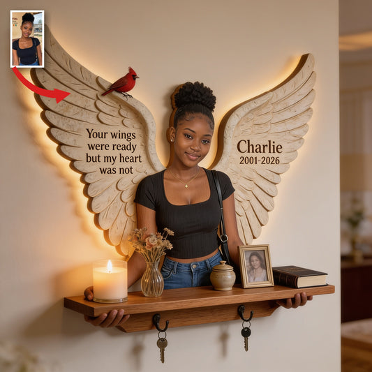 Personalized Black Woman Memorial Wooden Floating Shelf Sympathy Gift Home Decor