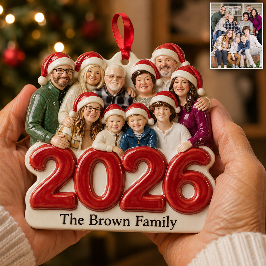 Custom Photo Christmas Black Single Dad Family 2026 3D Resin Ornament Keepsake