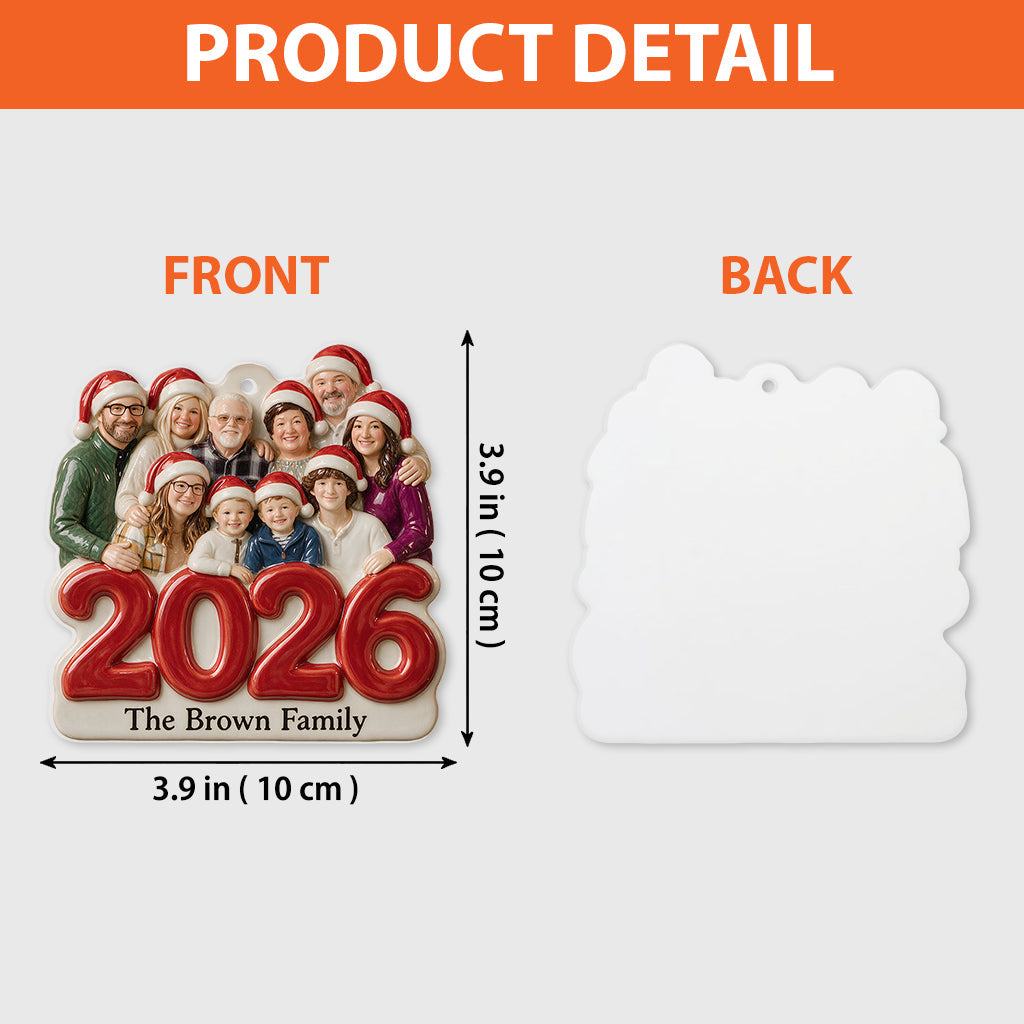 Custom Photo Christmas Black Single Dad Family 2026 3D Resin Ornament Keepsake
